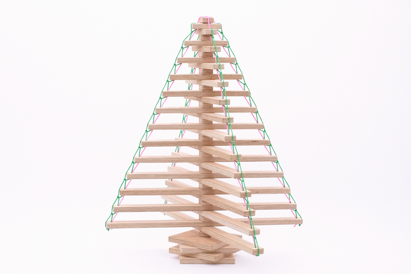 Wooden Christmas Tree Tied Up with String