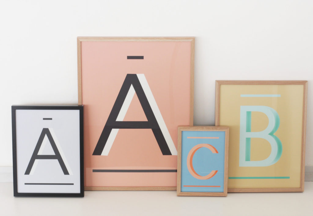 Letter A, B, and C Alphabet Art Prints