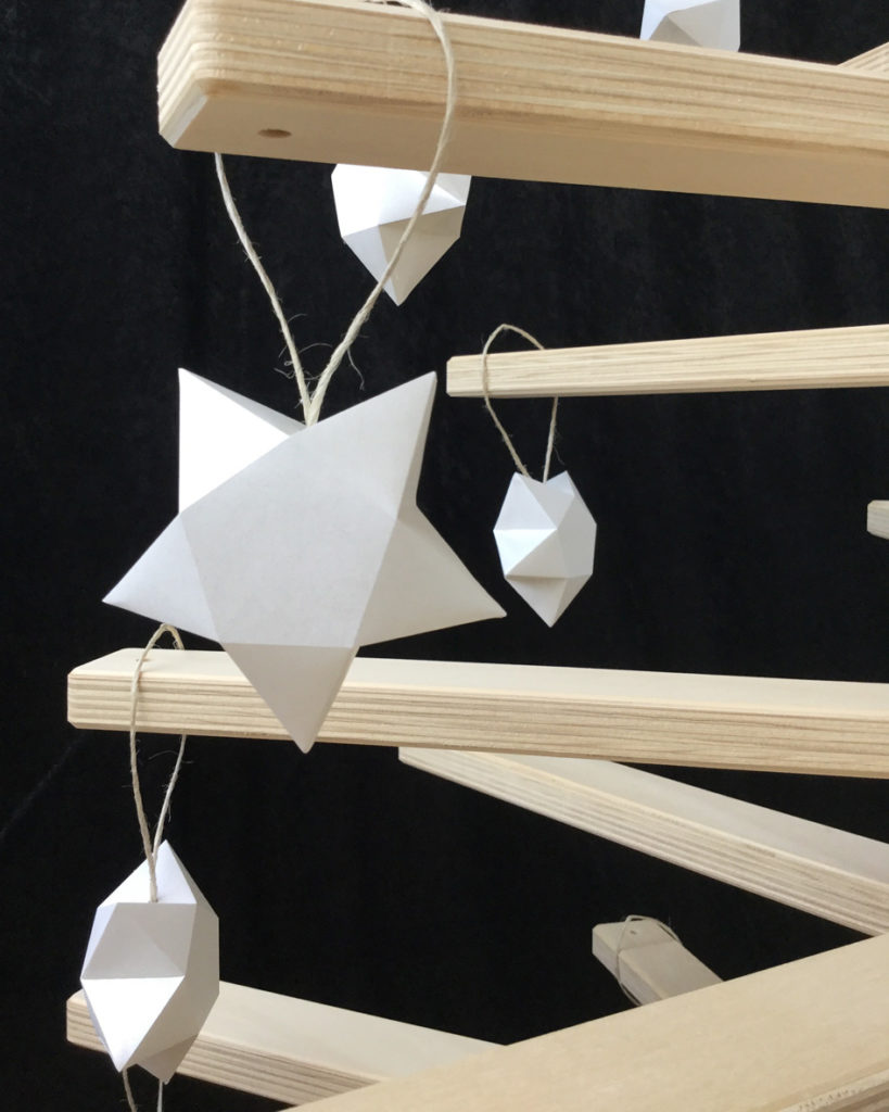 Wooden Christmas Tree decorated with Paper Star Ornament