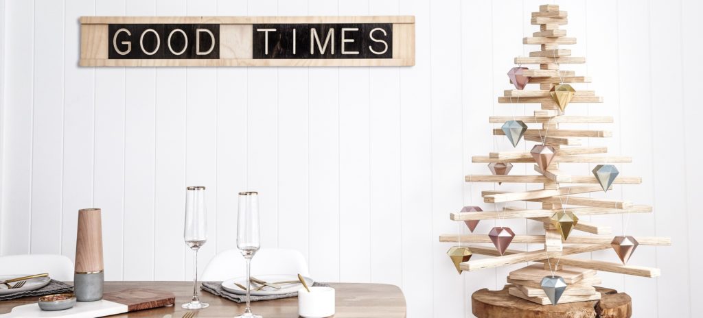 Good Times Wall Message Board and Wooden Christmas Tree by One Two Tree Designs
